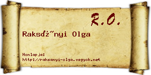Raksányi Olga névjegykártya